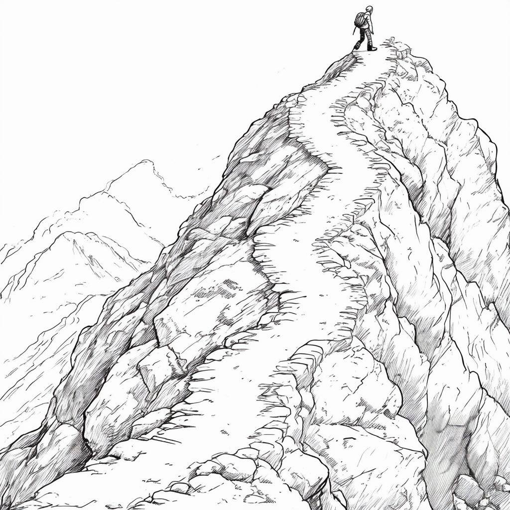 a person on a path climbing over a mountain